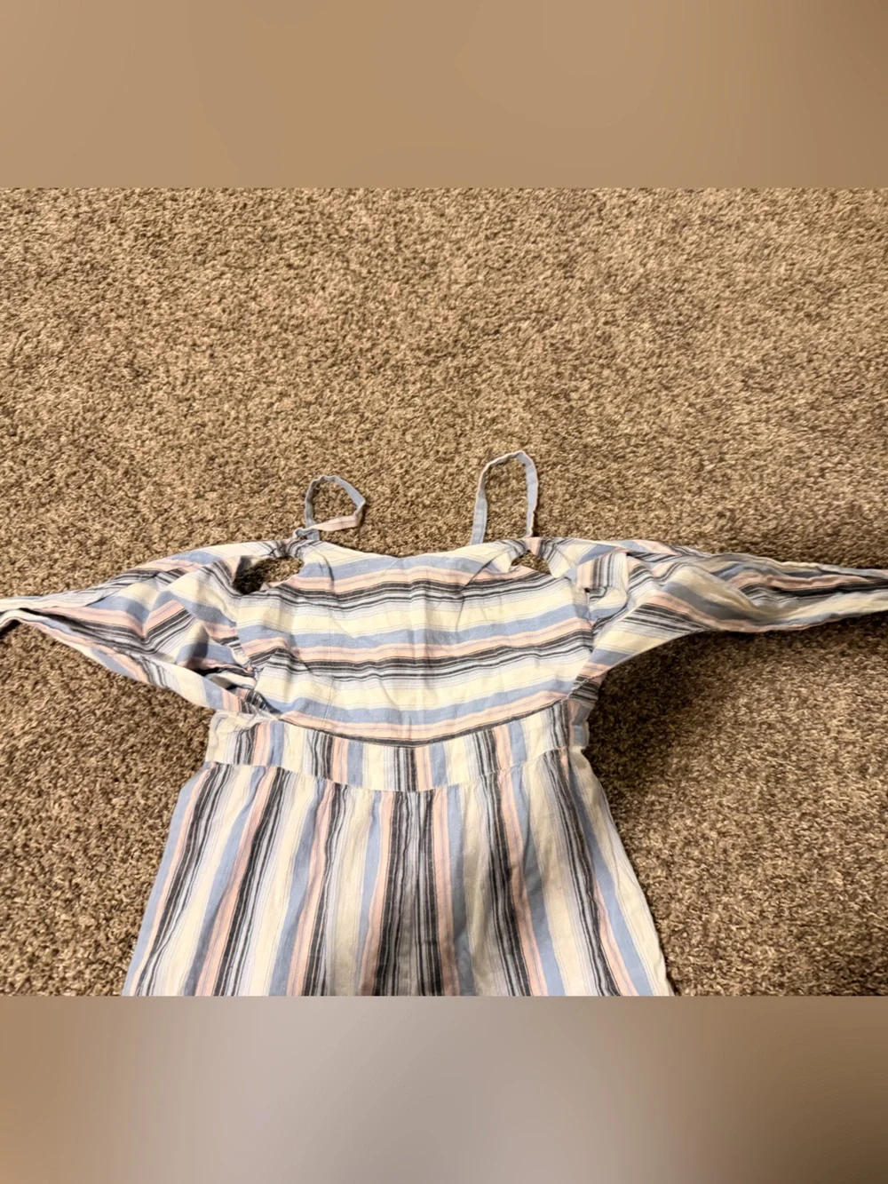 Rare Editions Pastel Striped Tie-Front Jumpsuit - Blue, Pink, Cream, Gray